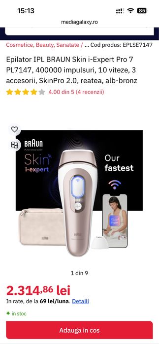 Vand epilatorul IPL Braun Skin I-expert Pro 7