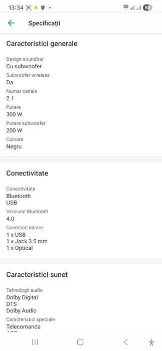 Soundbar LG SQC2, 2.1, 300W, Subwoofer Wireless,, in garantie