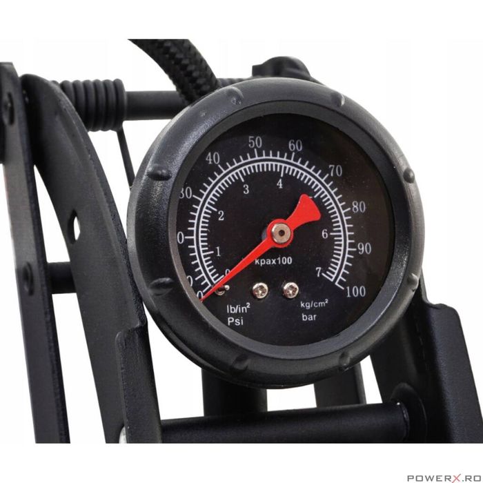 Pompa de picior cu piston dublu si manometru pentru umflat, presiune 7