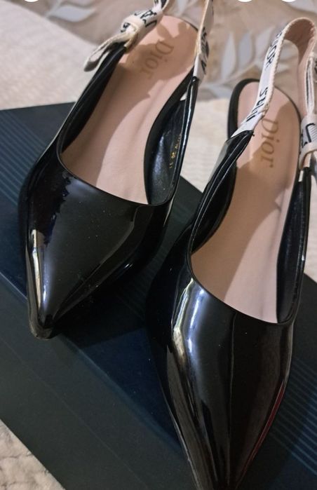 Туфли dior черные, лакированные