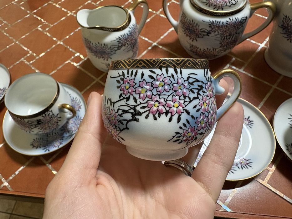 Set ceai porțelan japonez Kutani - made in Japan (complet)