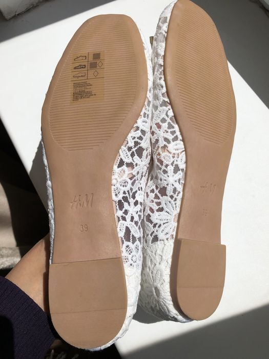 Балетки белые кружевные H&M свадебные
