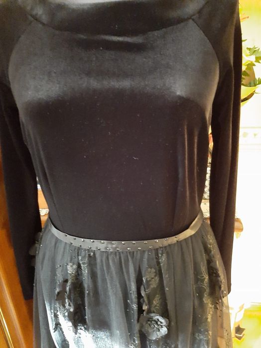 Rochie neagra de ocazie dantela 3D