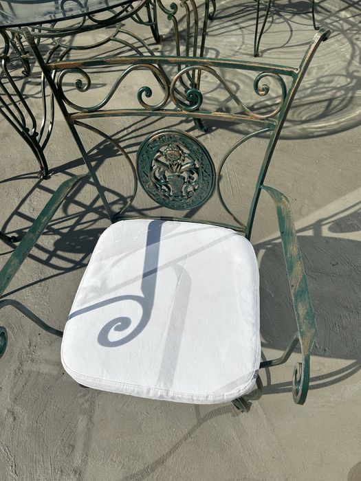 Ковано желязо комплект маса с 6 стола