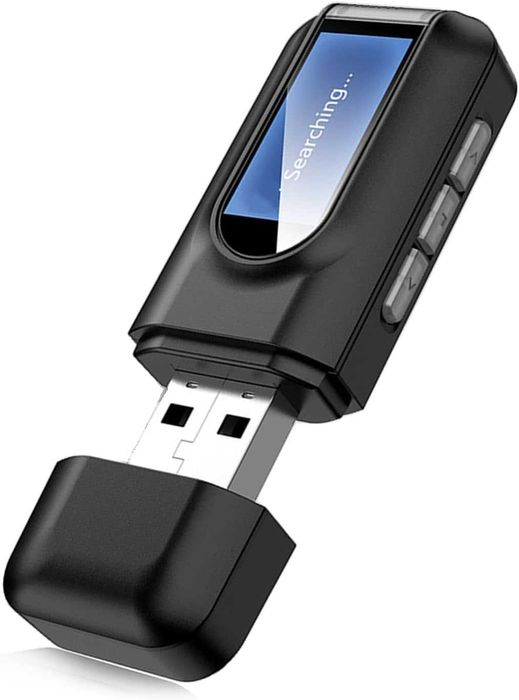 Bluetooth 5.0, 2 в 1 USB преносим аудио адаптер с LCD дисплей