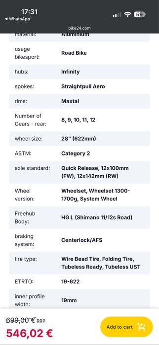 Roti cursiera Mavic Ksyrium Sl Disc ust