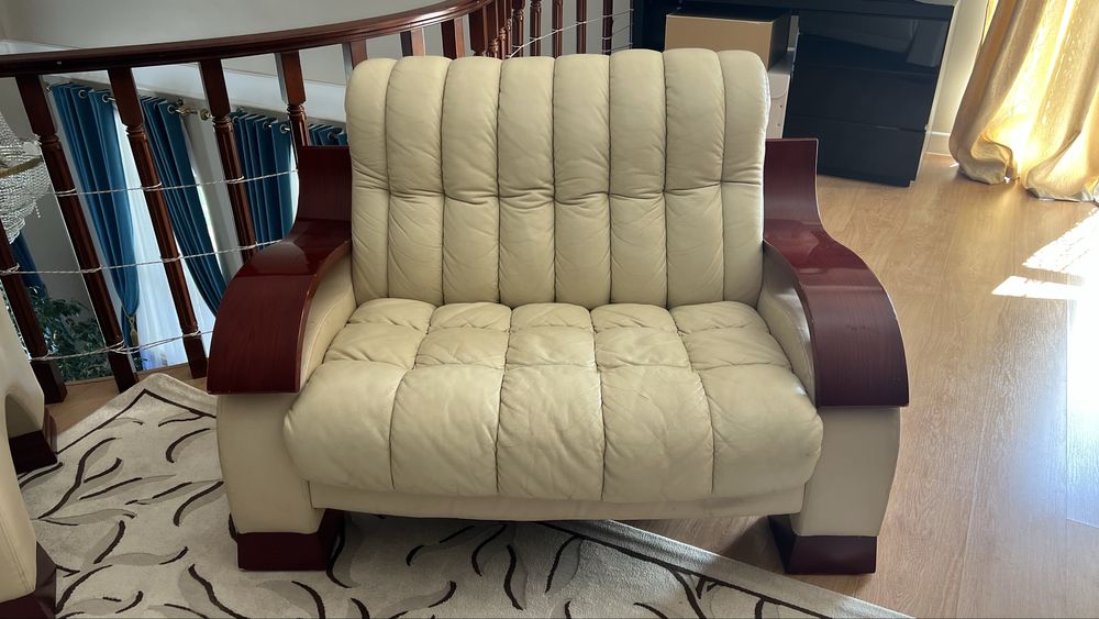 Диван и кресло кожаные