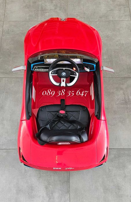 ТОП ЦЕНА!НОВО!Акумулаторна кола BMW I4 с 12V,кожена седалка,EVA гуми