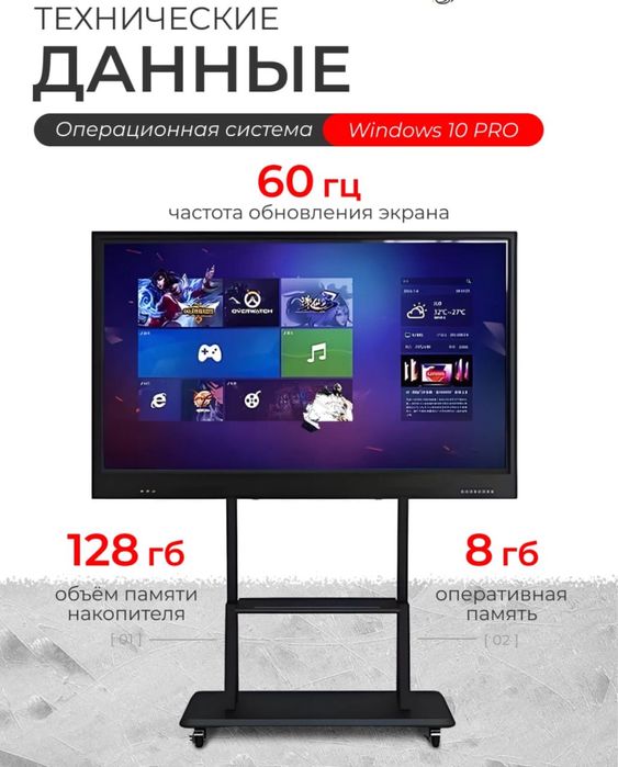 Интерактивная доска 65/75/86/98 все размеры есть Доставка + Установка