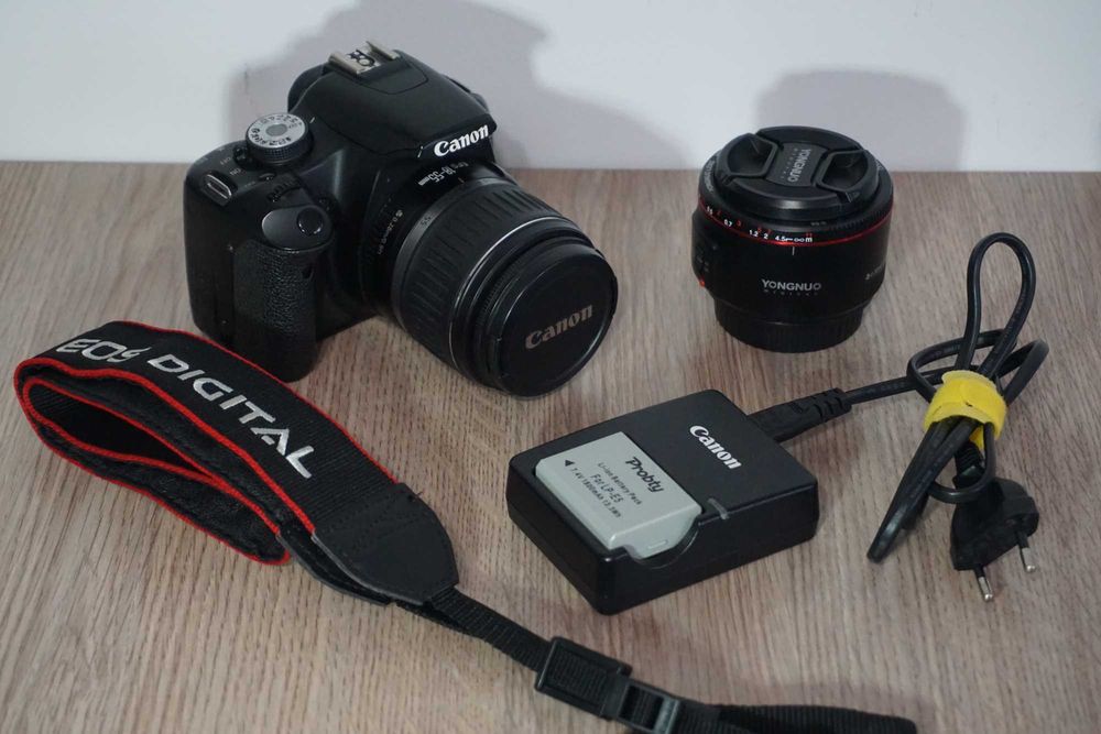 Kit Foto Canon EOS 500D + Obiectiv 18-55mm IS + Yongnuo 50mm f1.8 II
