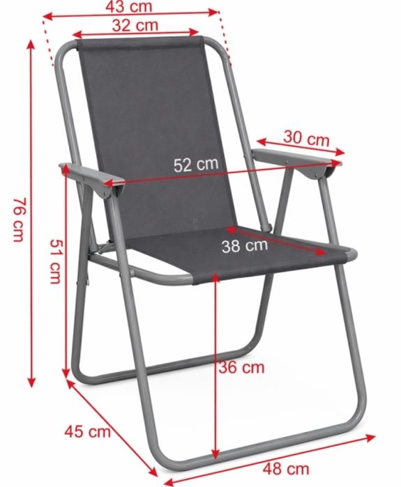 Сгъваем стол, Изработен от стомана и плат Oxford, За къмпинг море градина
