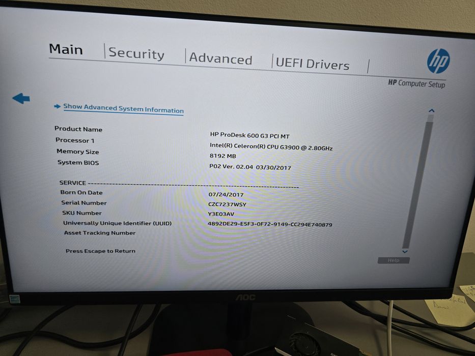 PC HP prodesk 600 G3, I5 6402P