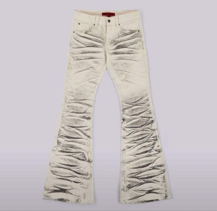 Белые расклешенные джинсы унисекс Opium Style