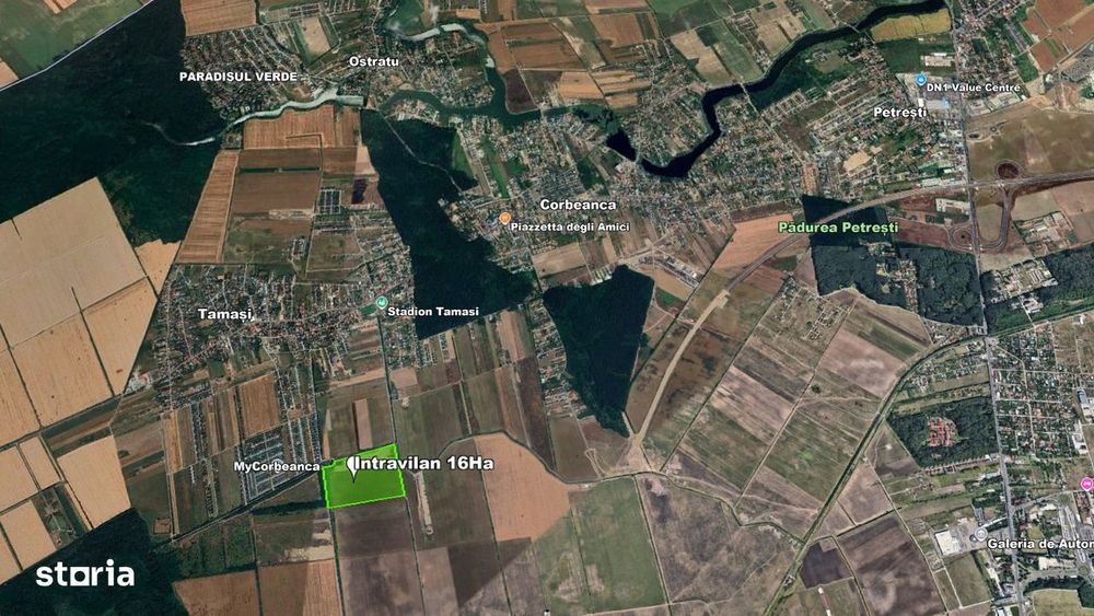 Teren intravilan 16 Ha, tangent DR4, acces dublu la asfalt