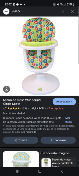 Scaun bebe hidraulic cu rotire 360°