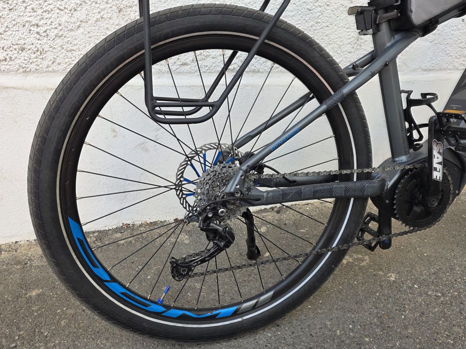 Bicicleta electrica Vulcano 500 roti 27.5x2.4 asistata cu portabagaj suspensie fata