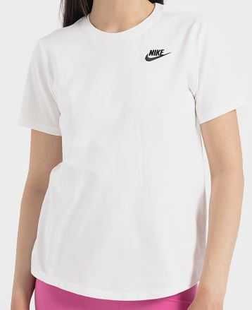 Nike, Tricou cu decolteu la baza gatului Sportswear Club Essentials, Alb optic