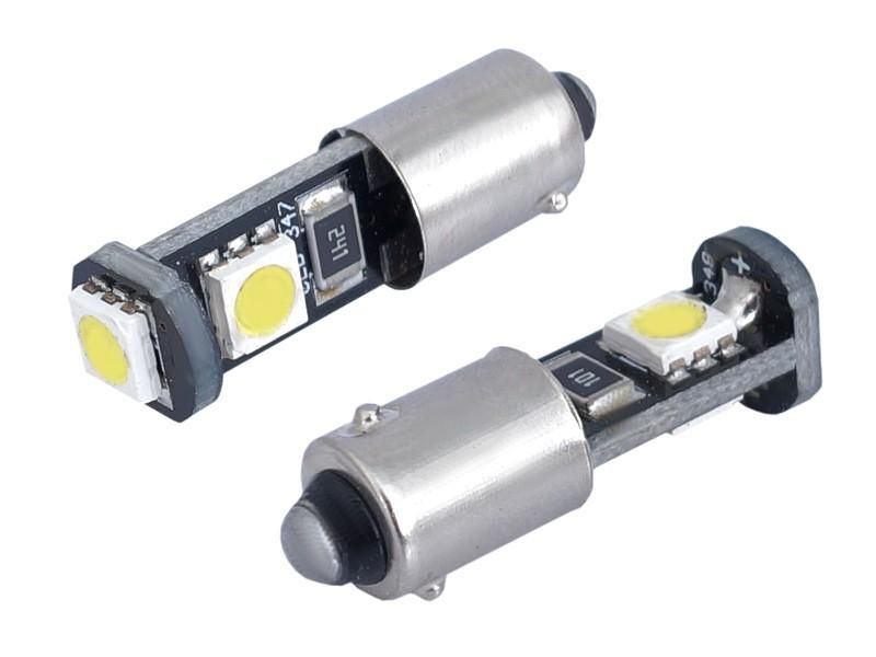 крушка vision h6w bax9s 12v 3x 5050 smd led, canbus, бяла, 2 броя ...