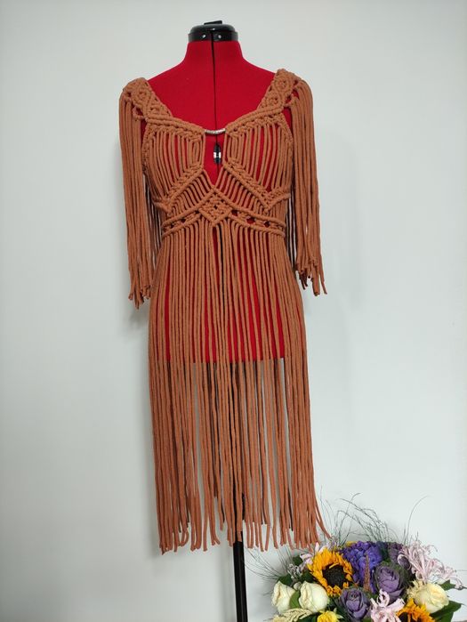 Rochie Festival cu franjuri macrame
