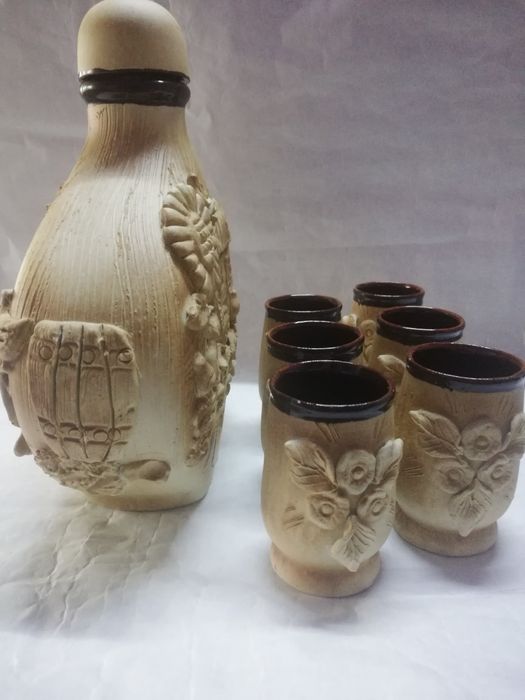 Sticla+6 căni ceramică