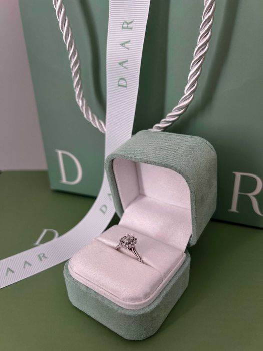 Inel logodna Aur Alb 14K cu Diamante 0.81ct (0.60ct central) - NOU