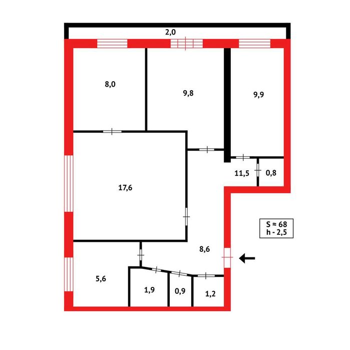 S  Продам 4-х ком на 7 мкр, 6/9 этаж