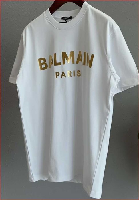 Balmain Унисекс тениска Овърсайз , S M L XL , къс ръкав маркова