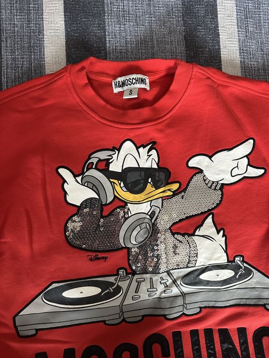 Moschino Disney H&M Red Donald Duck DJ Sweatshirt Limited Edition