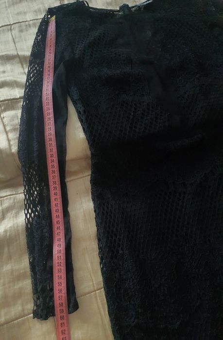 Gina Tricot M rochie neagră dantelă midi bodycon elegantă party evenimente ocazie nouă