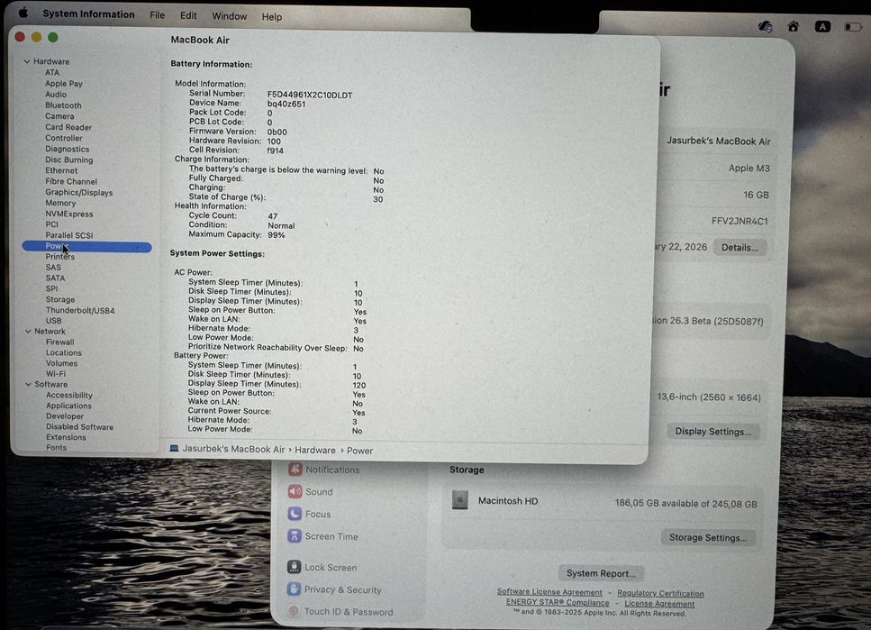 Macbook Air M3 13 16G/256G, Midnight