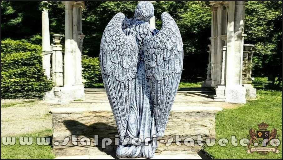 Statuetă îngeraș mare, gri patinat, model S20.