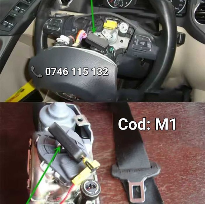 Modul Airbag Universal–Anulator Eroare Airbag–Plasă Scaun–Pretensionator–Airbag Volan–Airbag Lateral–Pentru Sisteme cu 2 sau 3 Fire–M1
