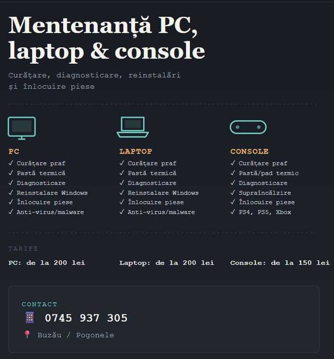 Mentenanță PC și console