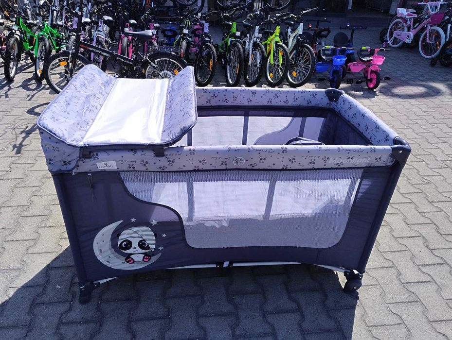 LORELLI Детска кошара на 2 нива с повивалник MOONLIGHT сив