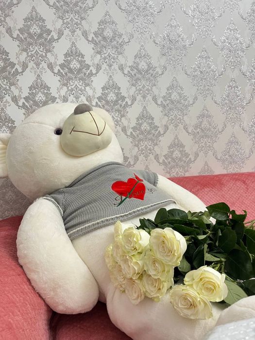 Мишка белая с ростом 1.60