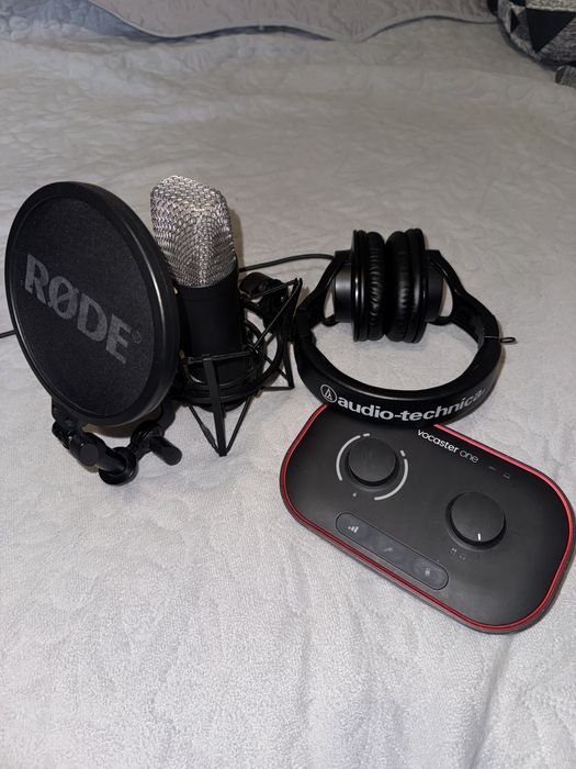 Kit studio microfon,placa audio,casti