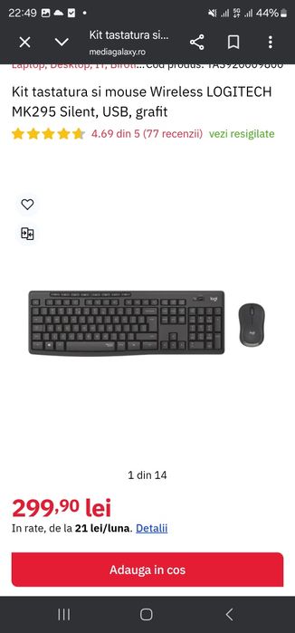 Kit tastatura mouse Logitech MK295 și kit tastatura MK270
