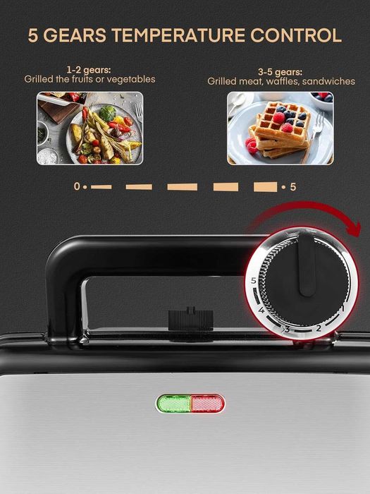 Грил/Тостер и Гофретник Fohere Sandwich Maker, 1200 W 3-in-1,Гаранция