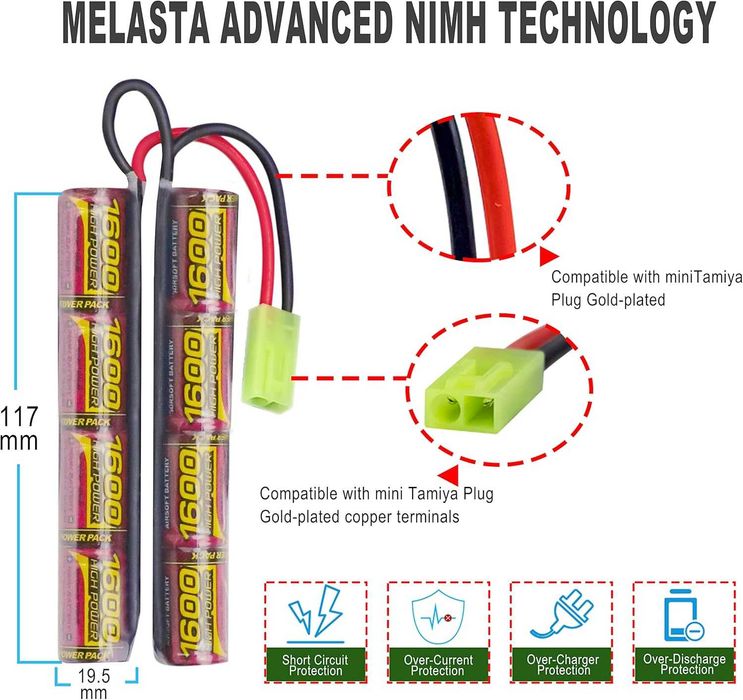 Baterie airsoft Melasta NiMH 9.6V