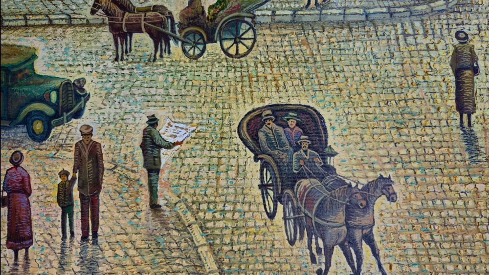 Tablou ulei pe panza - Centrul vechi Ploiesti