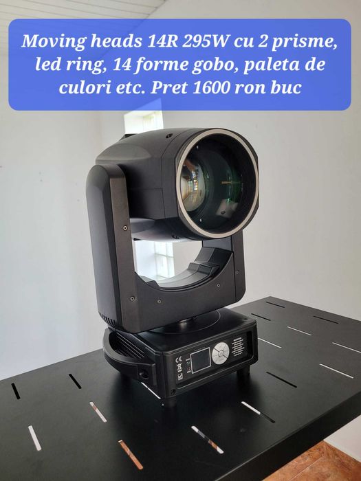 OFERTA Beam 14R 295W noi cu 2 prisme, led ring si case lumini scena dj