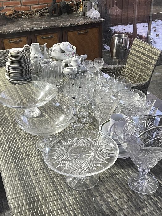 Винтажный сервиз + хрусталь — полный набор
