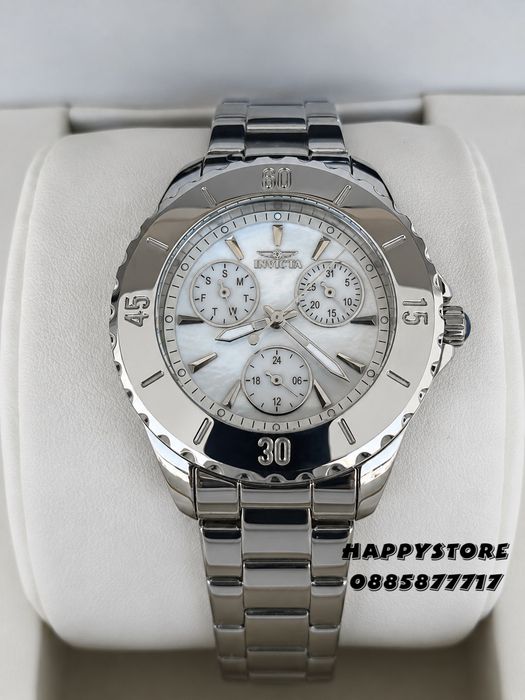 INVICTA Mother of pearl Silver white dial 38 mm, Инвикта нов дамски часовник