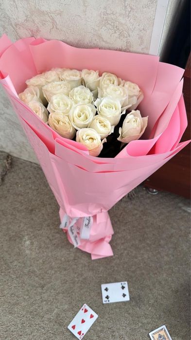 Белая роза 21шт свежая 5000тг