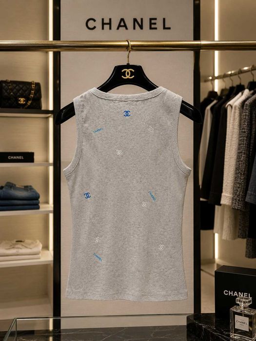 сив летен потник тениска без ръкав шарен шанел chanel горница блузка топ