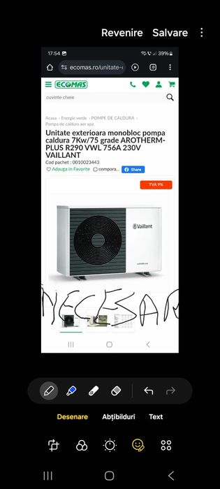 Vand unitate interioara pompa de caldura Vaillant