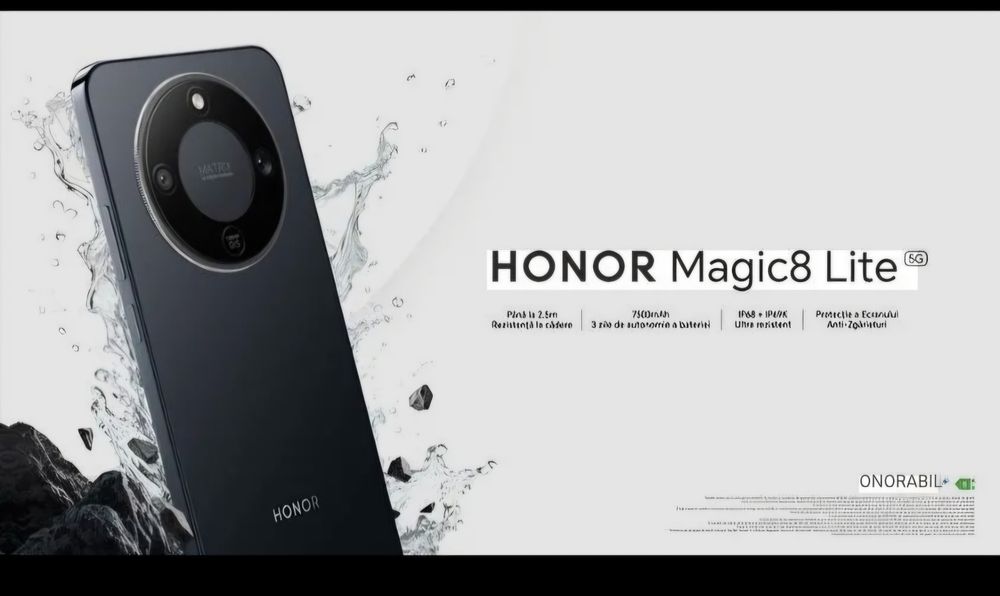 Telefon HONOR Magic 8 Lite, 256GB, 8GB RAM, Dual SIM, Midnight Black