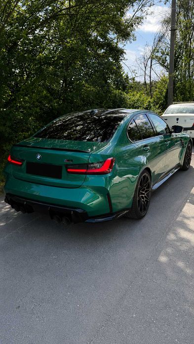 BMW M3 Competition xDrive - HUD, Camera 360, ACC | Isle of man green metallic | Leather Merino/Kyalami orange/black