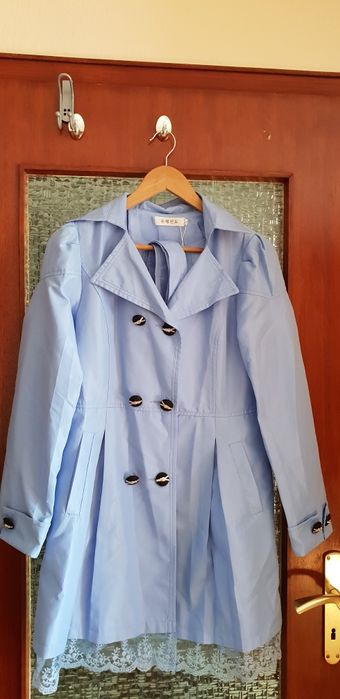 Trench Dama albastru coreean cu dantela 36/38 - Nou!