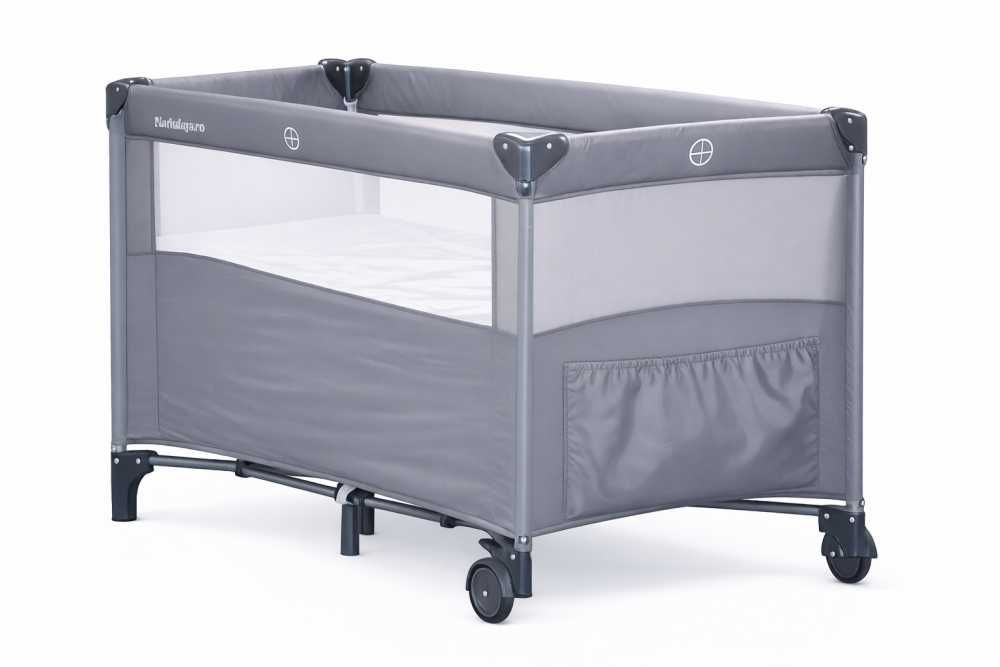 Patut pliabil pentru copii Nichiduta Grey, laterala culisanta